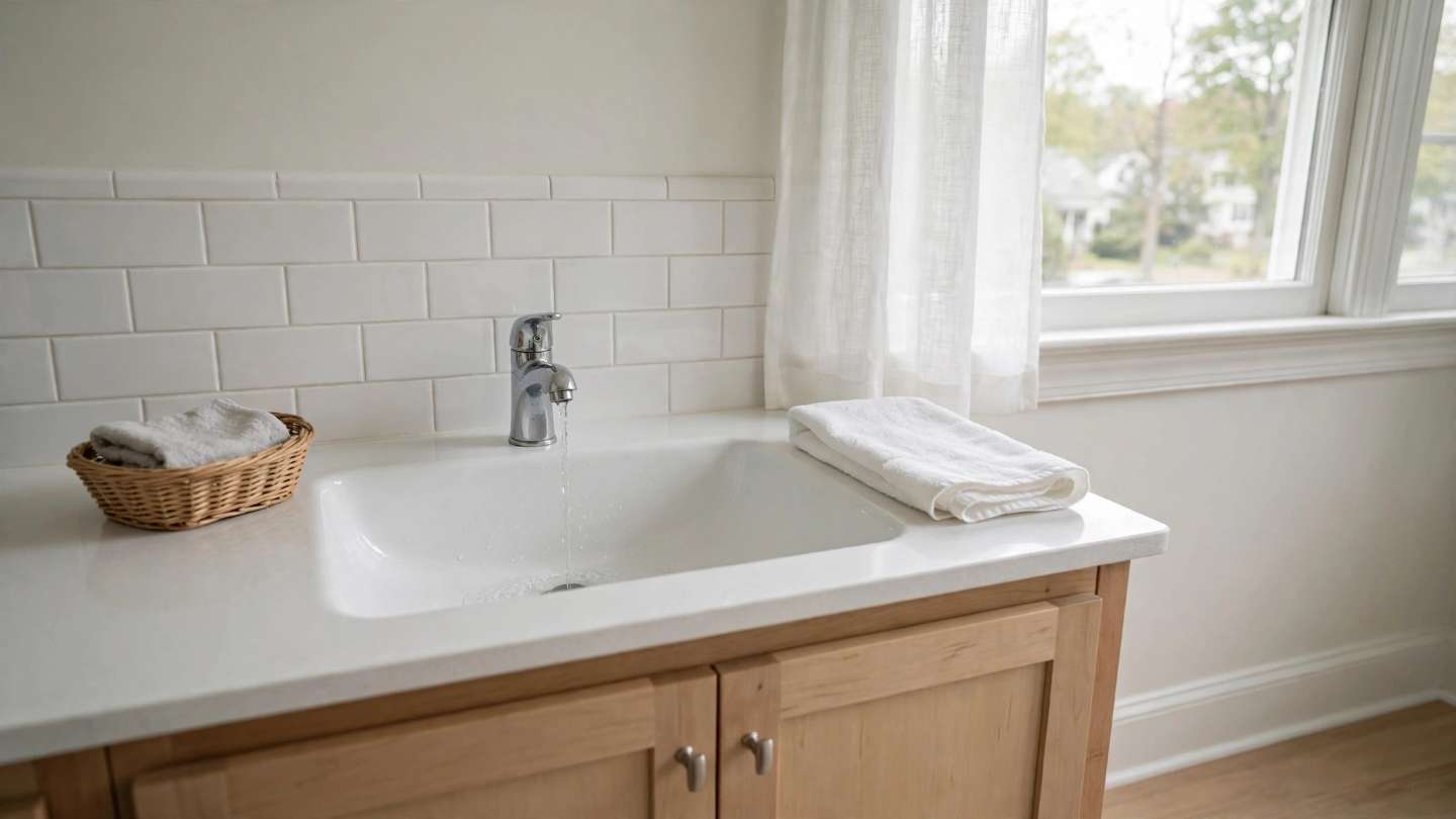 Thin weak stream of water from a bathroom faucet in a Red Lion home with low water pressure